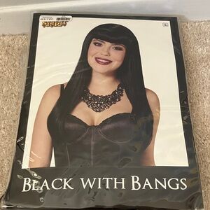 Spirit Sleek Black Wig with Bangs